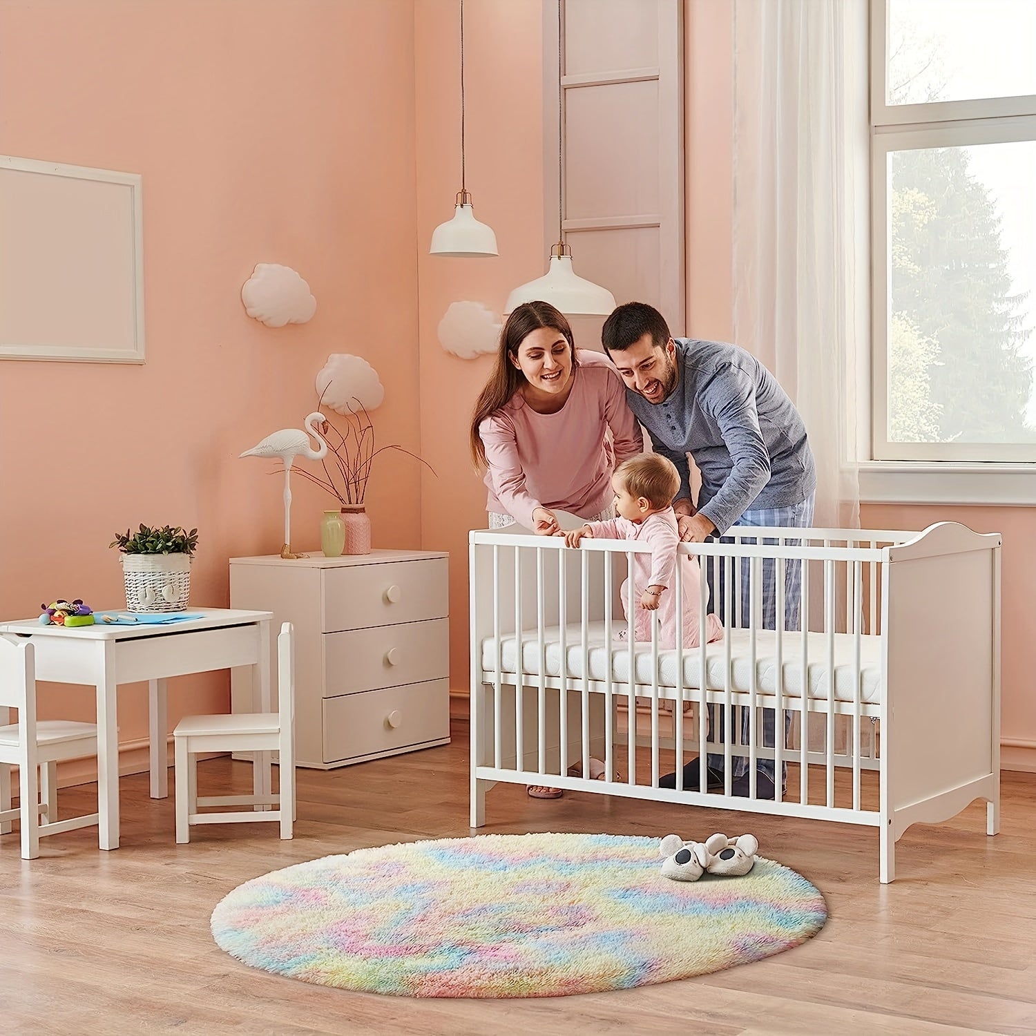 Tappeto Rotondo Arcobaleno Morbido – Tie Dye Colorato, Morbido Tappeto da Gioco per Bambini, Decorazione per Camera da Letto o Soggiorno