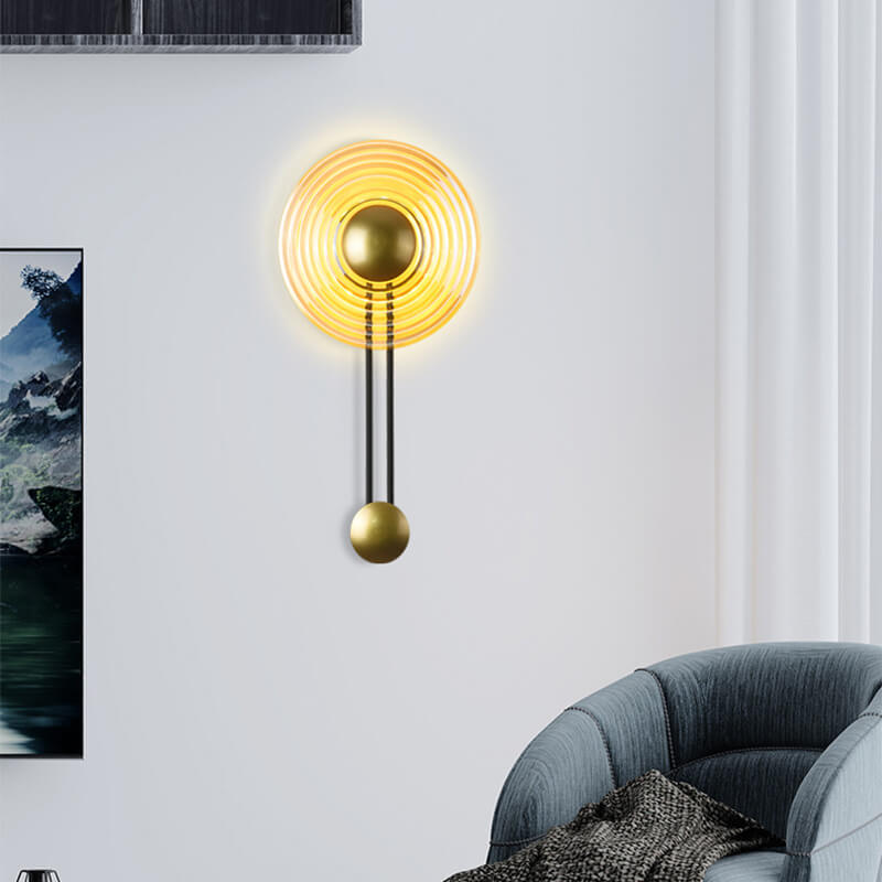 AuraLight - Moderna lampada da parete LED circolare a 1 luce con braccio