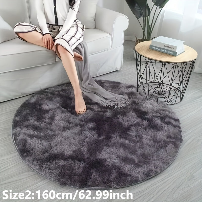 1pc Tappeto Rotondo in Peluche Tie-dye - Morbido e Caldo Tappeto Decorativo per Soggiorno, Camera da Letto e Yoga