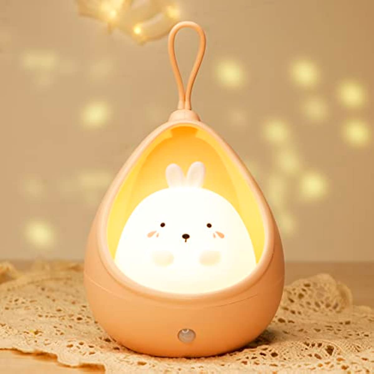BunnyGlow - Lámpara nocturna para animales recargable por USB con sensor de movimiento