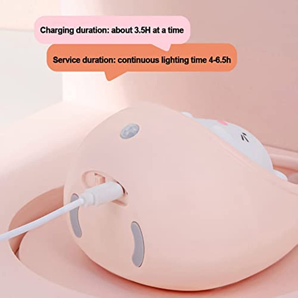 BunnyGlow - Lámpara nocturna para animales recargable por USB con sensor de movimiento