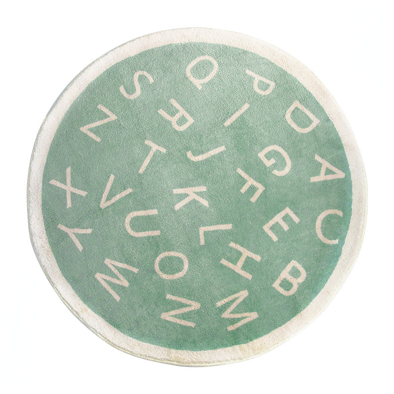Tapete de Chão para Quarto Infantil Nordic Ronde - Letras de Banda Desenhada, Lavável, Macio e Grosso de Peluche para Sala de Estar, Quarto e Mesa de Café