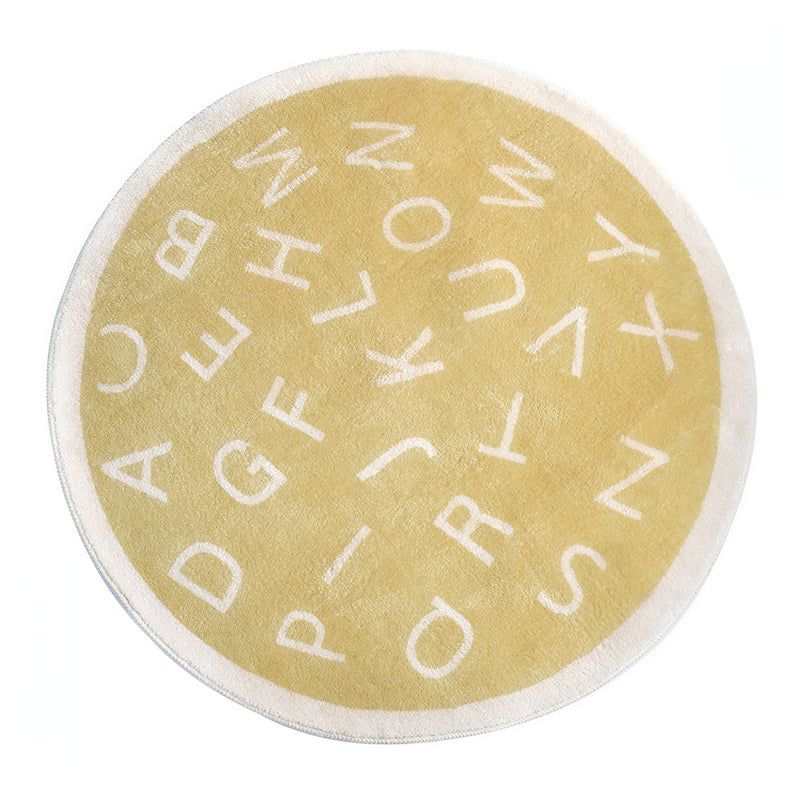 Tapete de Chão para Quarto Infantil Nordic Ronde - Letras de Banda Desenhada, Lavável, Macio e Grosso de Peluche para Sala de Estar, Quarto e Mesa de Café