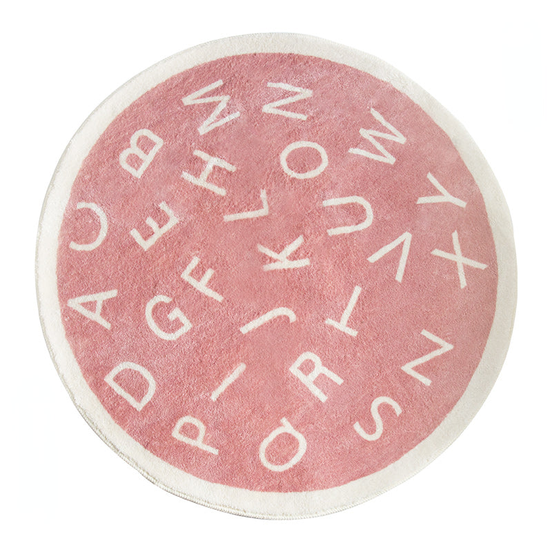 Tapete de Chão para Quarto Infantil Nordic Ronde - Letras de Banda Desenhada, Lavável, Macio e Grosso de Peluche para Sala de Estar, Quarto e Mesa de Café