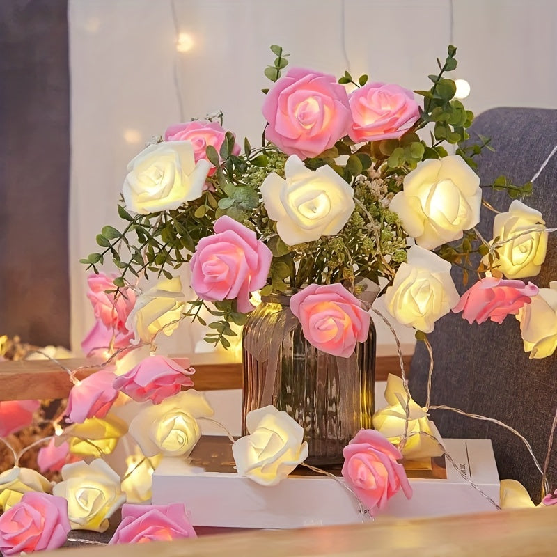 BloomLights - Catena Luminosa a LED Fiore di Rosa