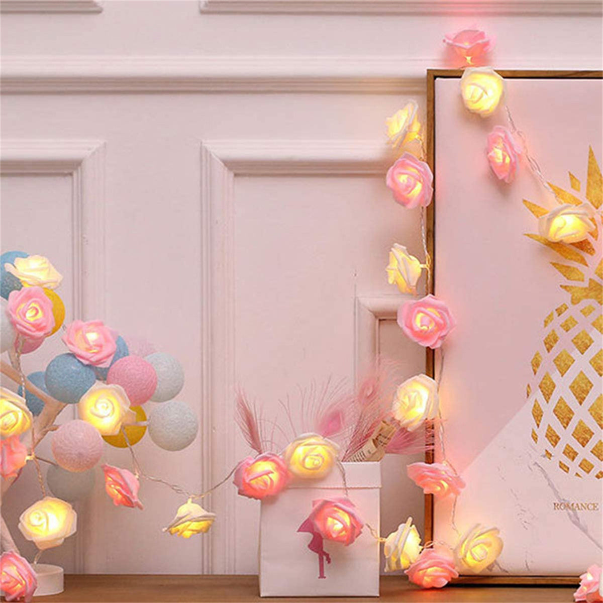 BloomLights - Catena Luminosa a LED Fiore di Rosa