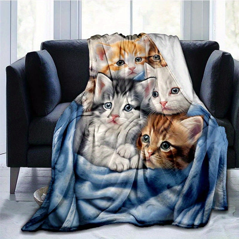 Manta de Flanela com Estampa de Gatos – Macia e Quente
