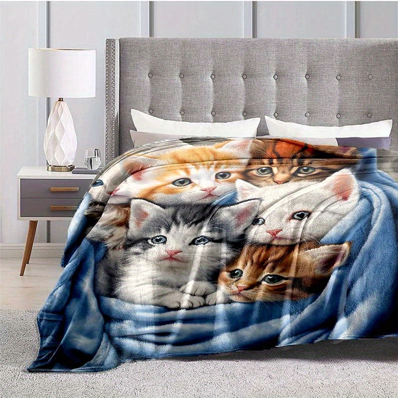 Manta de Flanela com Estampa de Gatos – Macia e Quente