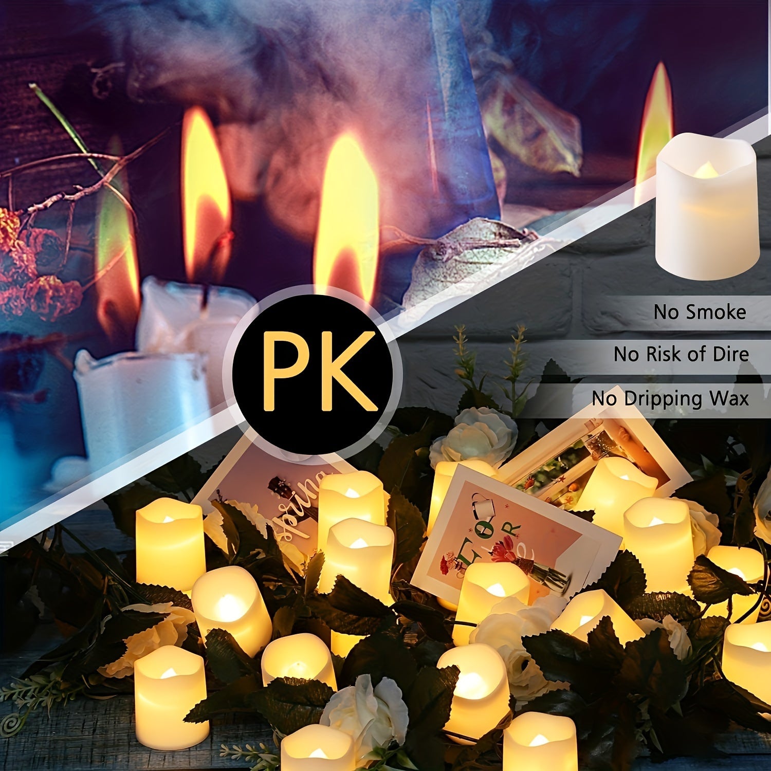 Set di 24 candele LED senza fiamma – Candele per decorazioni di Natale, Halloween, San Valentino e Ramadan