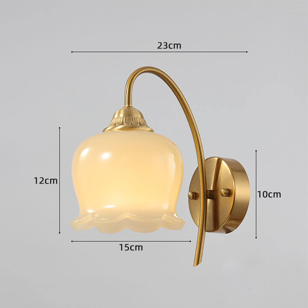 Elegante lampada da parete in vetro e rame