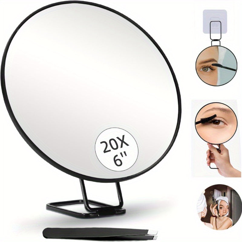10/20/30X Specchio per Trucco Pieghevole con Supporto a 360° e Ventose