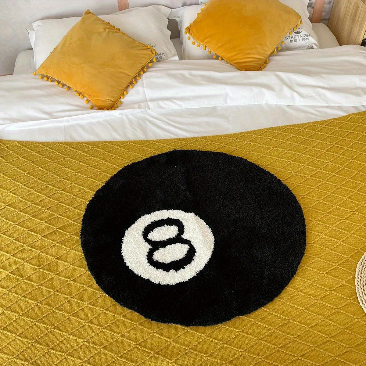 Alfombra de Billar Bola 8 Negra - Tapete Antideslizante Redondo para Sala de Estar, Baño y Decoración (Disponible en Diferentes Tamaños)