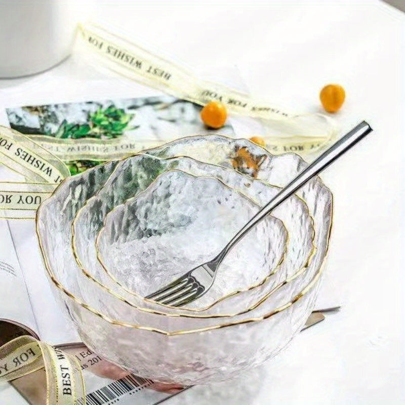 HammerGlass - Conjunto de 3 Taças de Vidro com Padrão de Martelo para Salada e Fruta