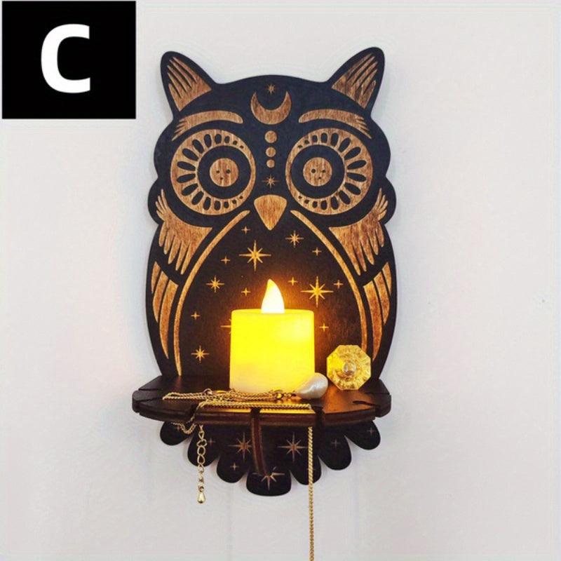 RusticCrystal - Vintage Wooden Plank for Crystals & Candles, Animal Designs