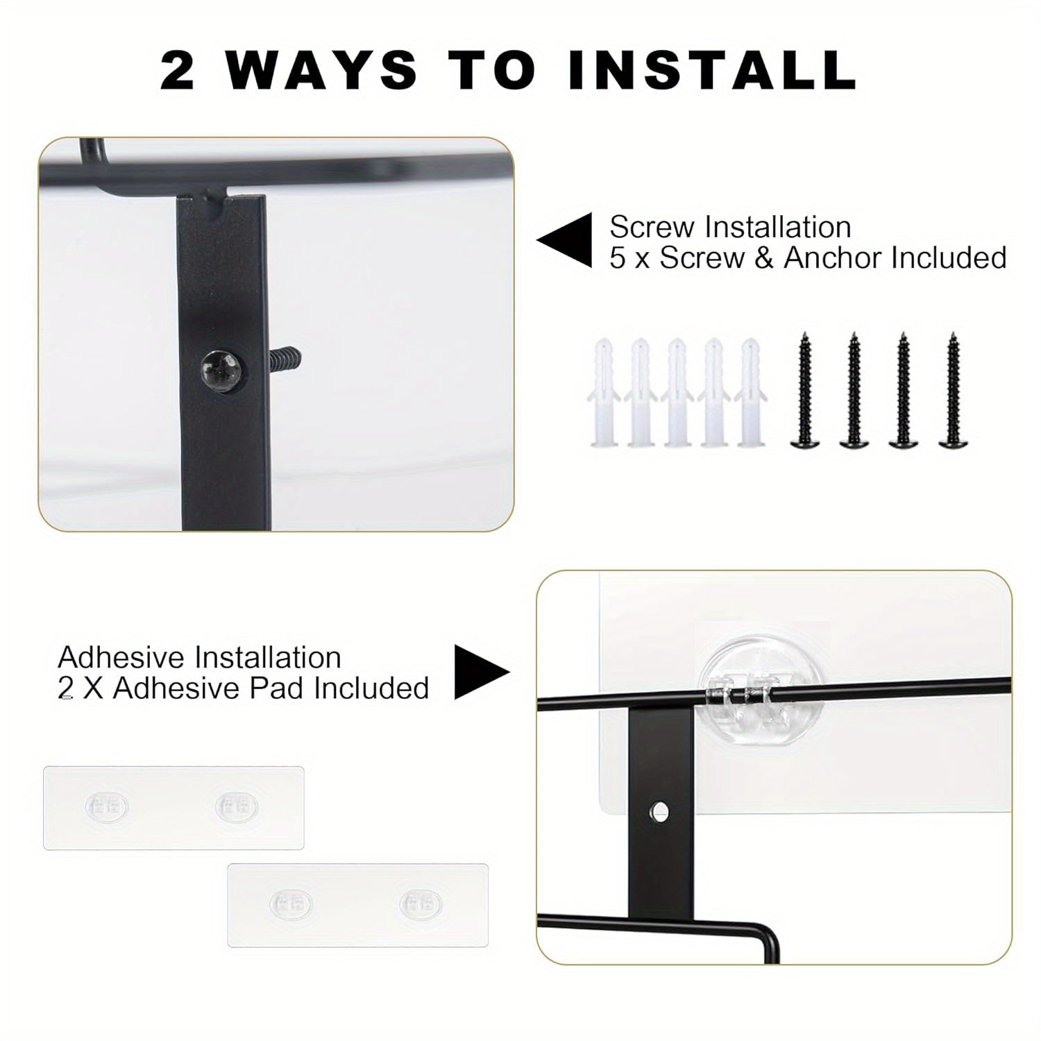 SteelShelf - Metal Wall-Mounted Storage Racks 2-Pack Floating Shelf