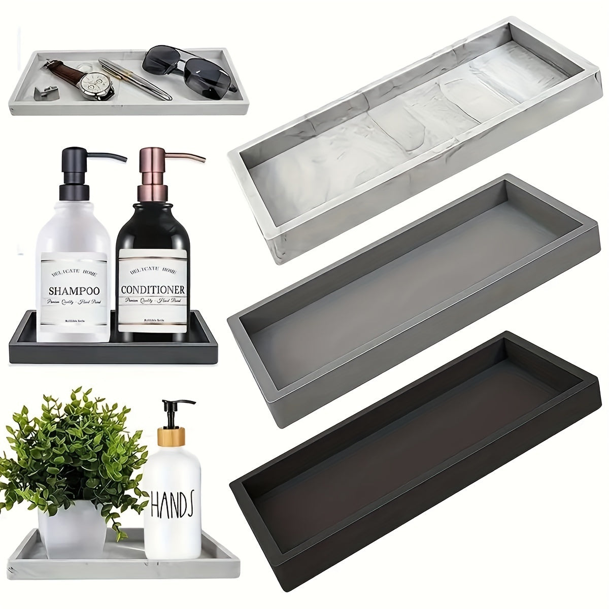 Bandeja de Silicone - Organizador Elegante para Penteadeira em Silicone para Casa de Banho e Decoração