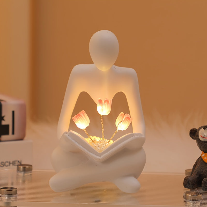 TulipGlow - Resin Abstract Tulip Night Light, Elegant Bedroom Decoration