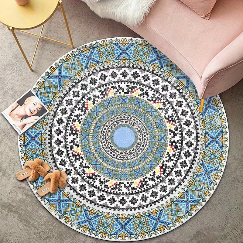 Alfombra de Piso Inspirada en el Estilo Persa – Resistente a Manchas, Lavable a Máquina, Antideslizante y Ligera para Dormitorio y Sala de Estar