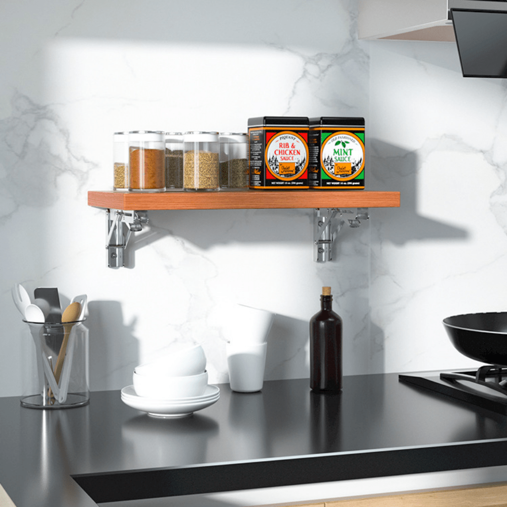 SteelBracket - 2 Pieces Foldable Shelves with Adjustable Angle - Metal Wall Brackets
