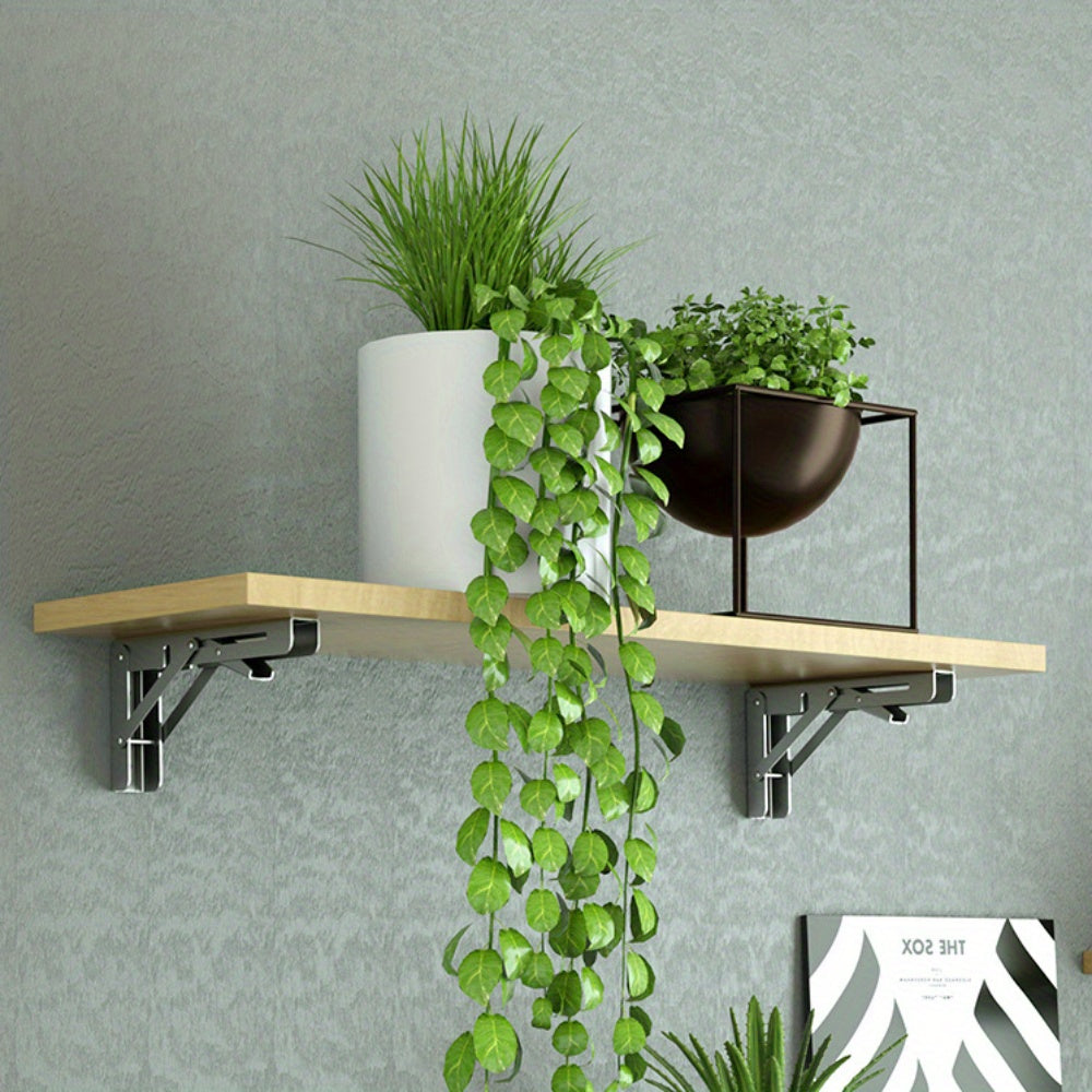 SteelBracket - 2 Pieces Foldable Shelves with Adjustable Angle - Metal Wall Brackets
