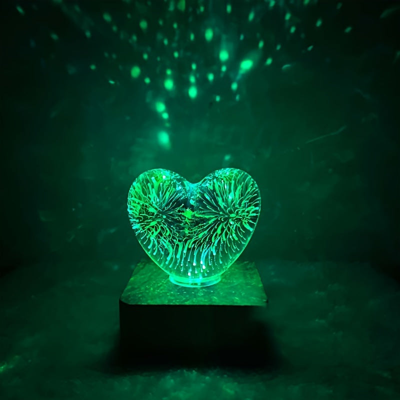 LoveLight - 3D Heart Fireworks LED Night Light, USB-powered