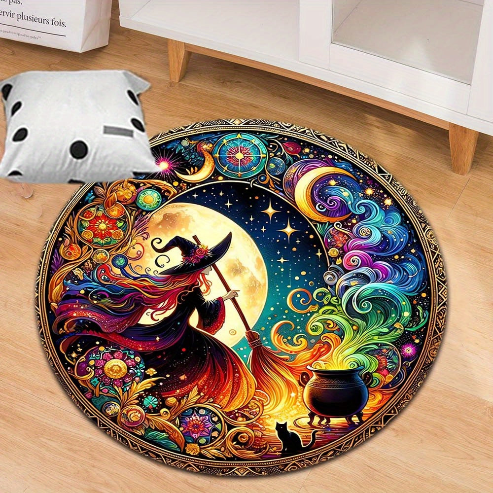 Enchanting Witch Brew Round Carpet: 800g/m² Crystal Velvet, Perfect for Home Decoration – Office Mats, Living Room, Bedroom and More
