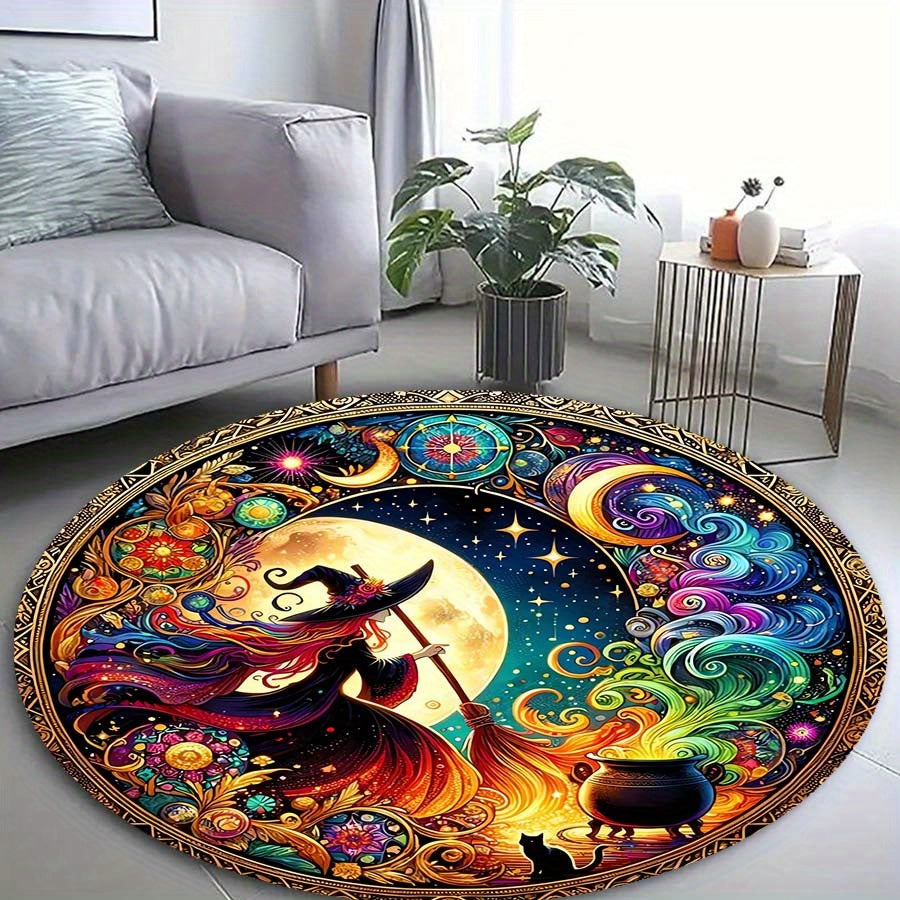 Enchanting Witch Brew Round Carpet: 800g/m² Crystal Velvet, Perfect for Home Decoration – Office Mats, Living Room, Bedroom and More
