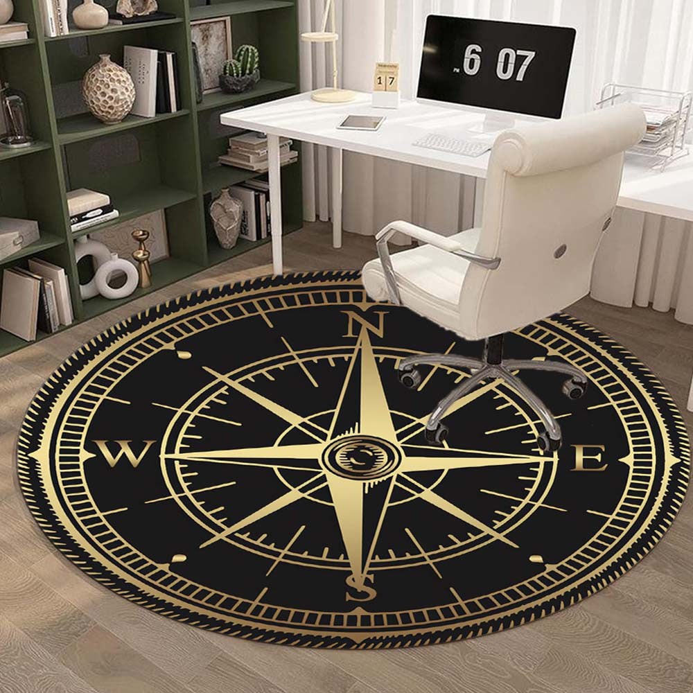 Tappeto Rotondo Kompas Ontwerp - Antiscivolo, Morbida Texture in Velluto, Tappeto in Poliestere per Soggiorno, Camera da Letto, Ingresso, Ufficio, Cucina e Bagno