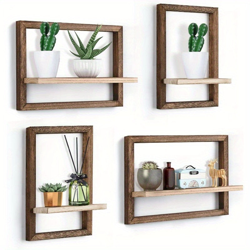 VintageWood - 2/4 Stuks Houten Muurplanken voor Opslag en Decoratie