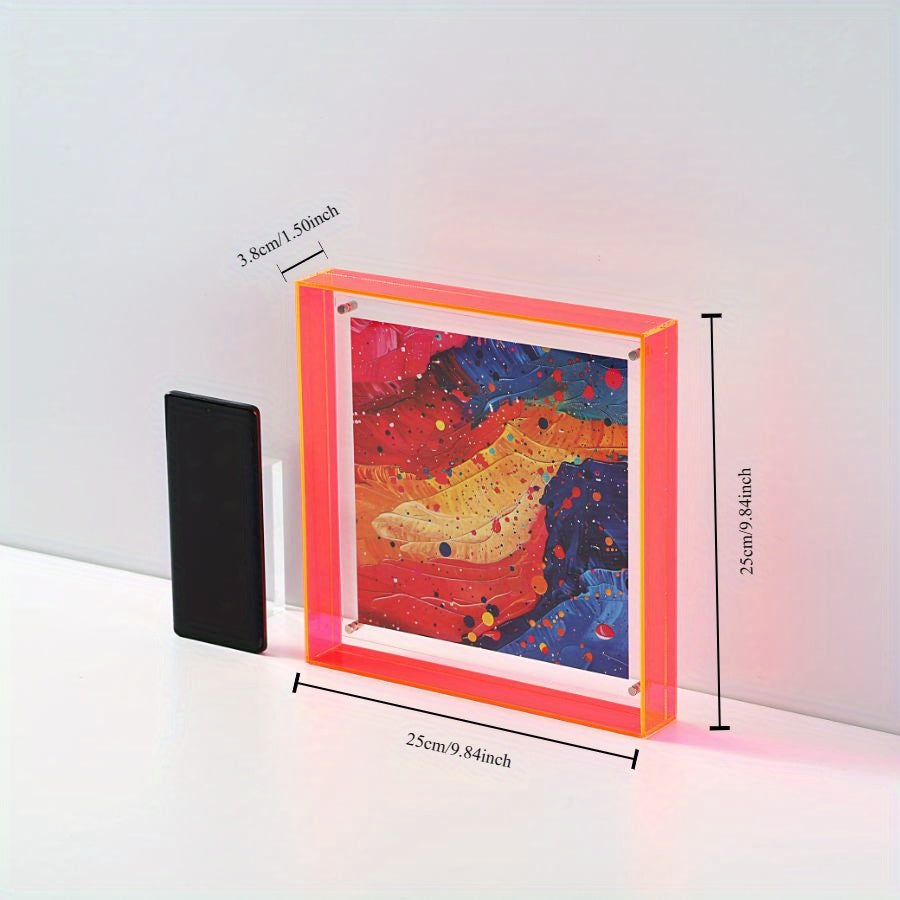 Marco de fotos acrílico elegante - diseño minimalista transparente para arte de pared y pósters, exhibidor de mesa 25x25cm, sin inserto incluido