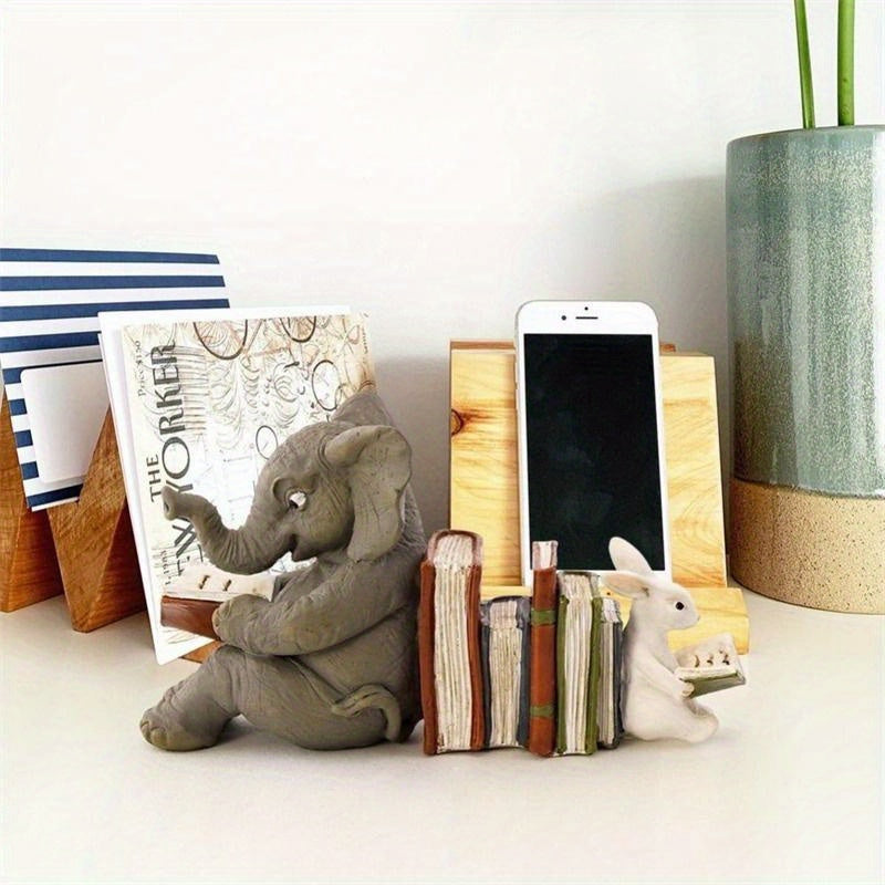 ElephantRabbit - Suportes para Livros de Resina Estatuetas de Animais para Interior e Exterior