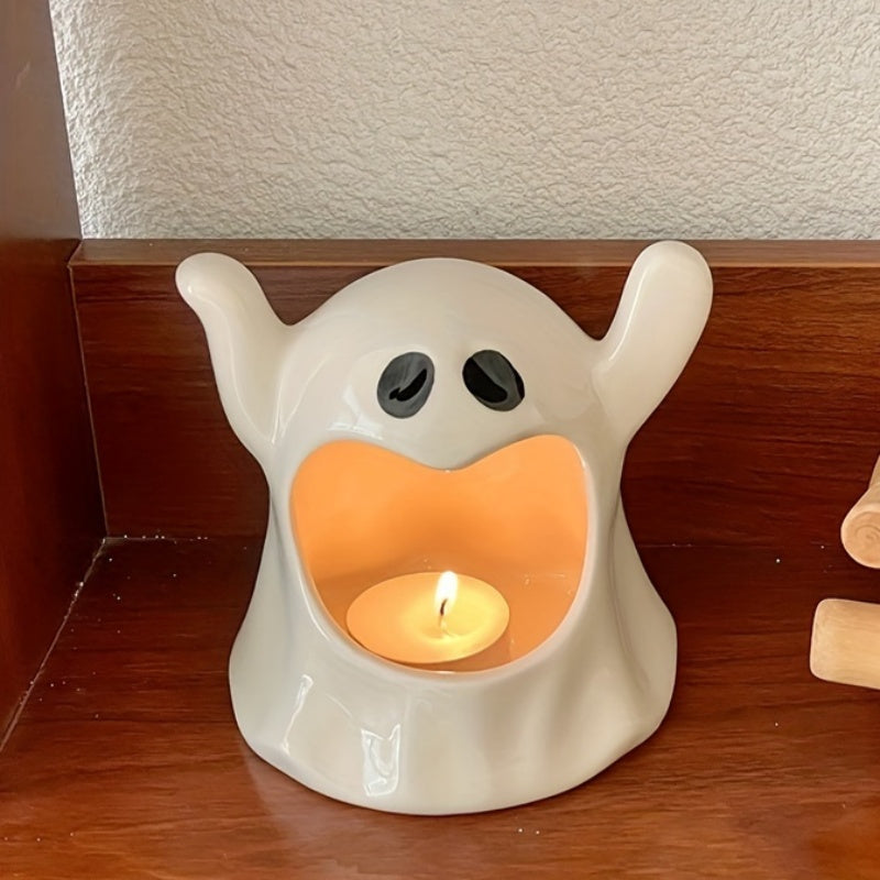 Halloween Spook Portacandele in Ceramica - Aromaterapia Portacandele da Tavolo, Decorazione Festiva (1 Pezzo)