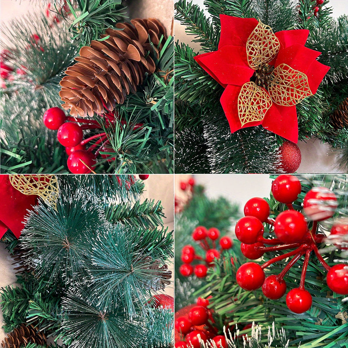 FestiveGlow - Artificial Christmas Garland with LED Lights & Pine Cones