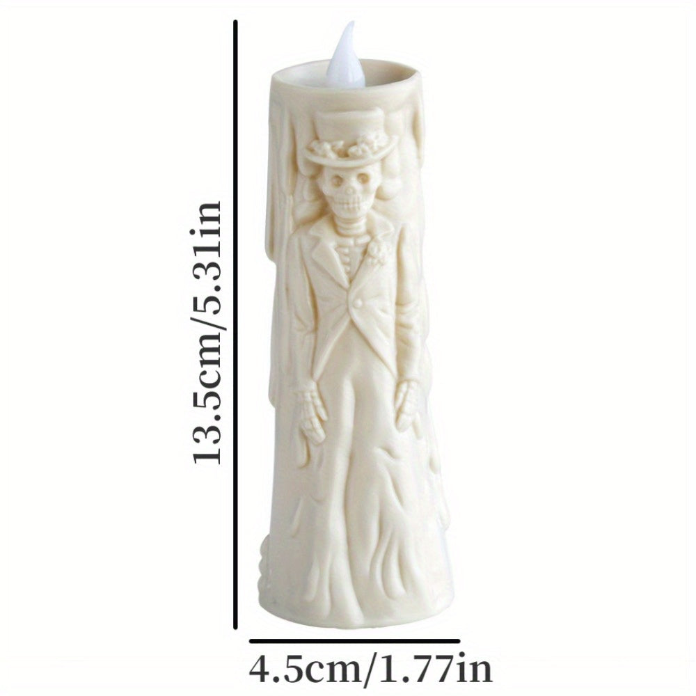 Spooky LED Candle Set: Glowing Skull Bride & Groom - Perfect for Halloween and Party Decoration
