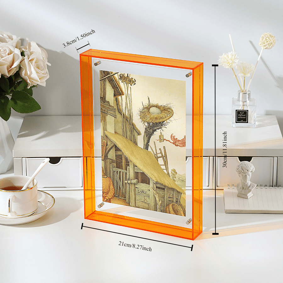 1 pezzo Cornice Fotografica Verticale in Acrilico - Supporto Fotografico Doppio Lato Trasparente in Stile Art Deco, Adatto per Decorazione da Muro e da Tavolo