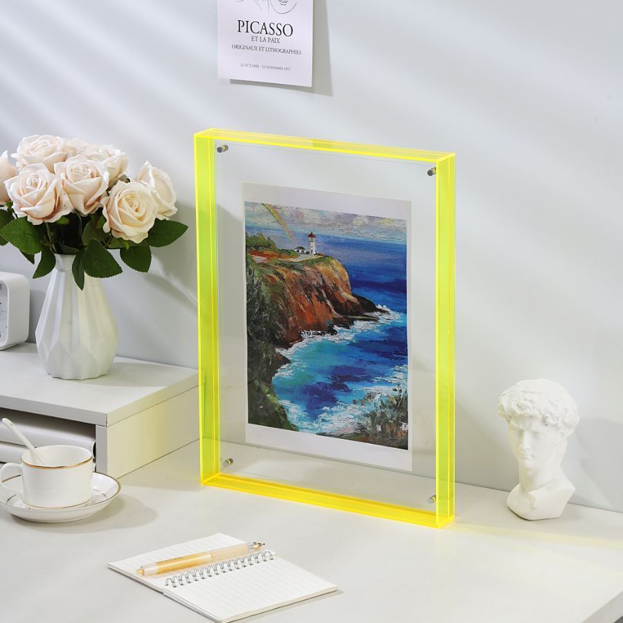 1 pezzo Cornice Fotografica Verticale in Acrilico - Supporto Fotografico Doppio Lato Trasparente in Stile Art Deco, Adatto per Decorazione da Muro e da Tavolo