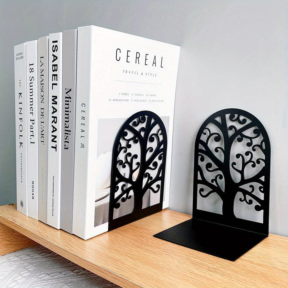 TreeLife - Classic Iron Powder-Coated Tree of Life Bookends for Office & Home