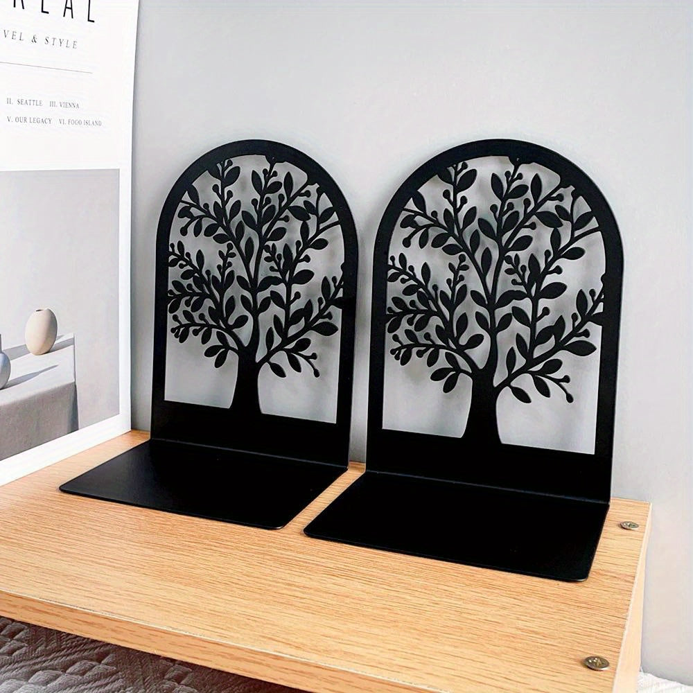 TreeLife - Classic Iron Powder-Coated Tree of Life Bookends for Office & Home