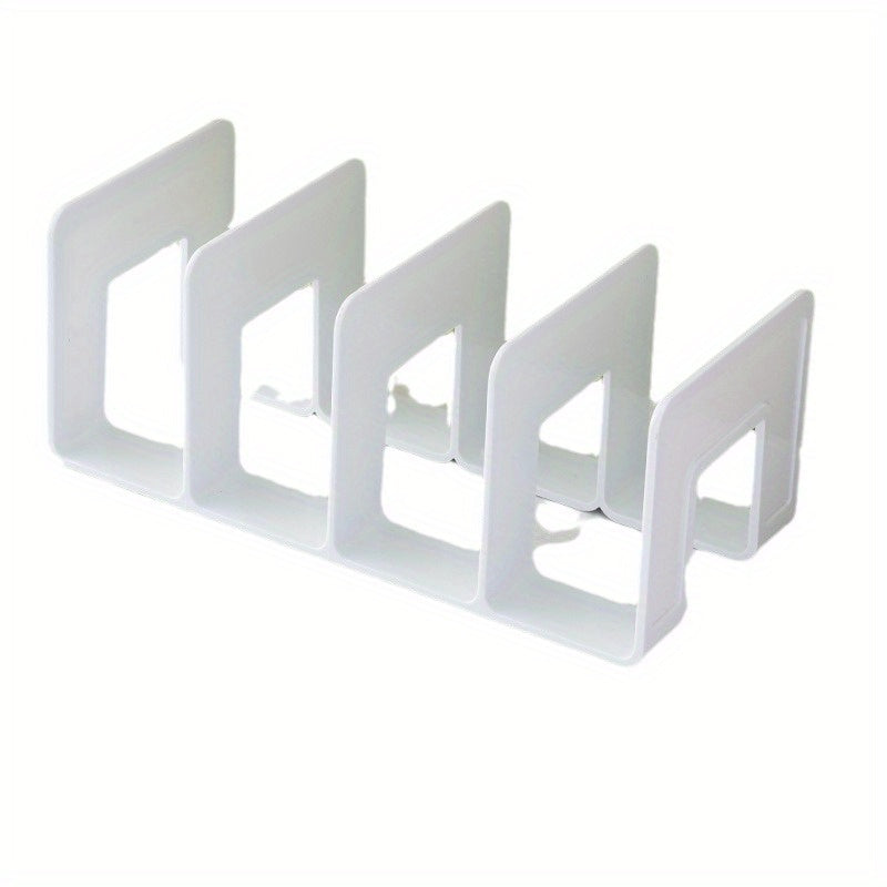 Suporte para Livros Resistente em PP - Organizador de Quatro Divisórias para Casa e Escritório