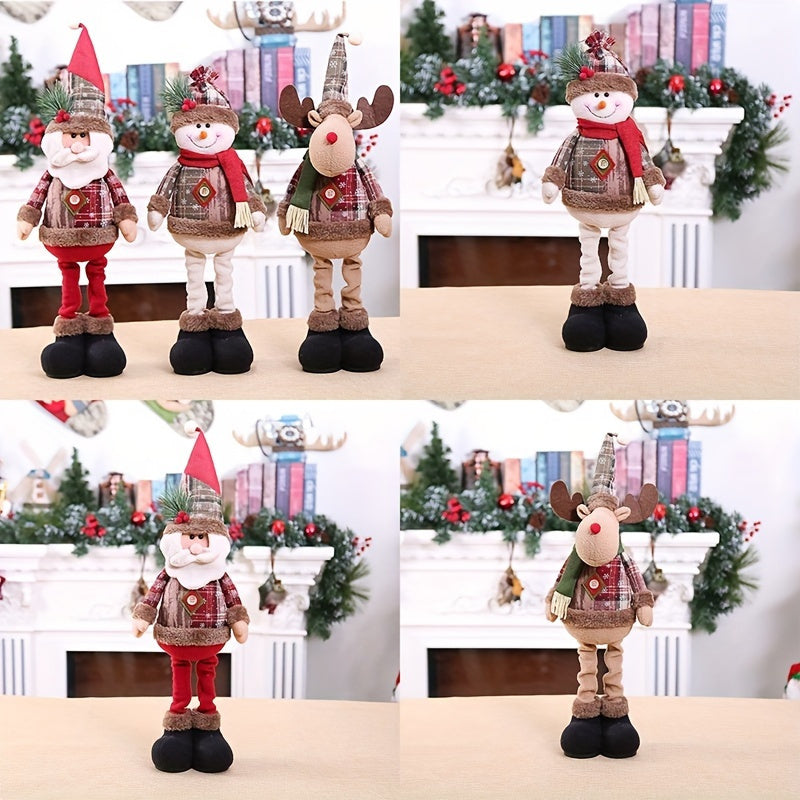 HolidayPop - Standing Christmas Figurine Set of 3, Reindeer, Snowman & Santa Claus