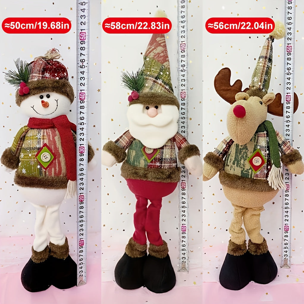 HolidayPop - Standing Christmas Figurine Set of 3, Reindeer, Snowman & Santa Claus
