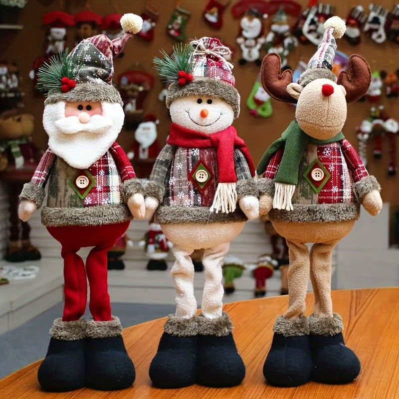 HolidayPop - Set di 3 Figurine Natalizie da Terra, Renna, Pupazzo di Neve e Babbo Natale