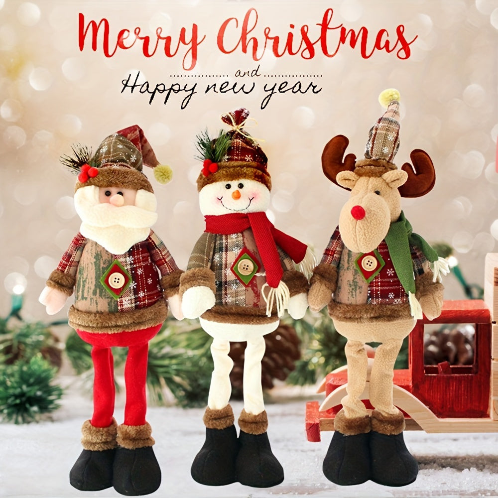 HolidayPop - Standing Christmas Figurine Set of 3, Reindeer, Snowman & Santa Claus