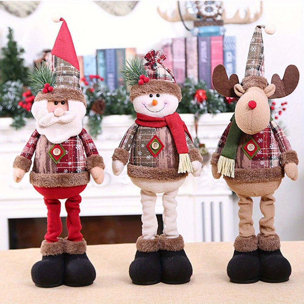HolidayPop - Standing Christmas Figurine Set of 3, Reindeer, Snowman & Santa Claus