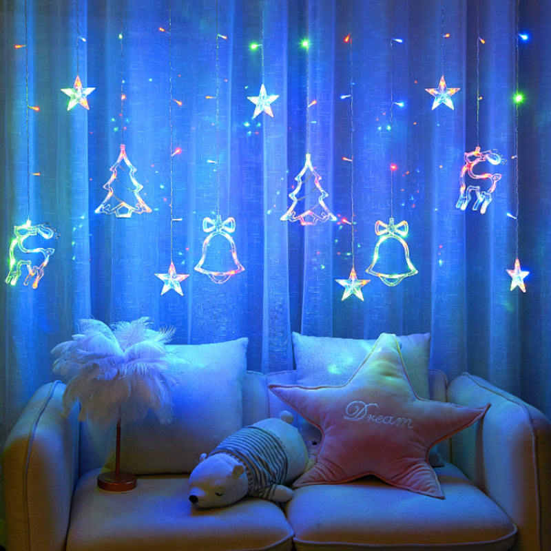 FestiveGlow - USB LED Christmas Light String with Tree, Reindeer & Bell Shapes