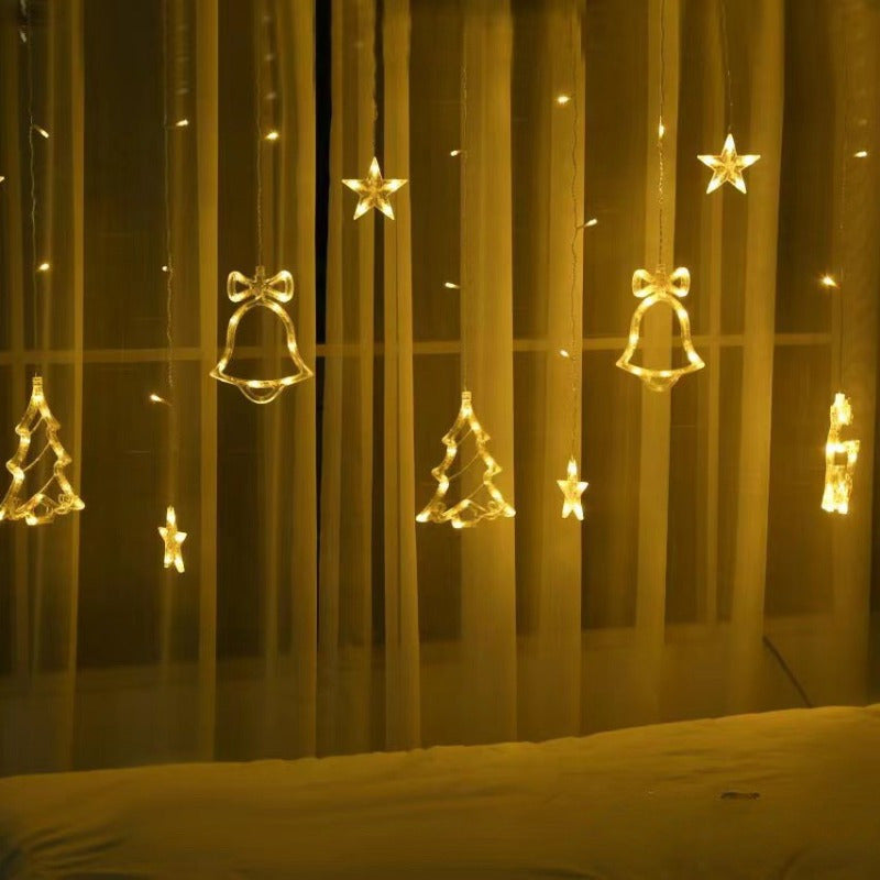 FestiveGlow - USB LED Christmas Light String with Tree, Reindeer & Bell Shapes