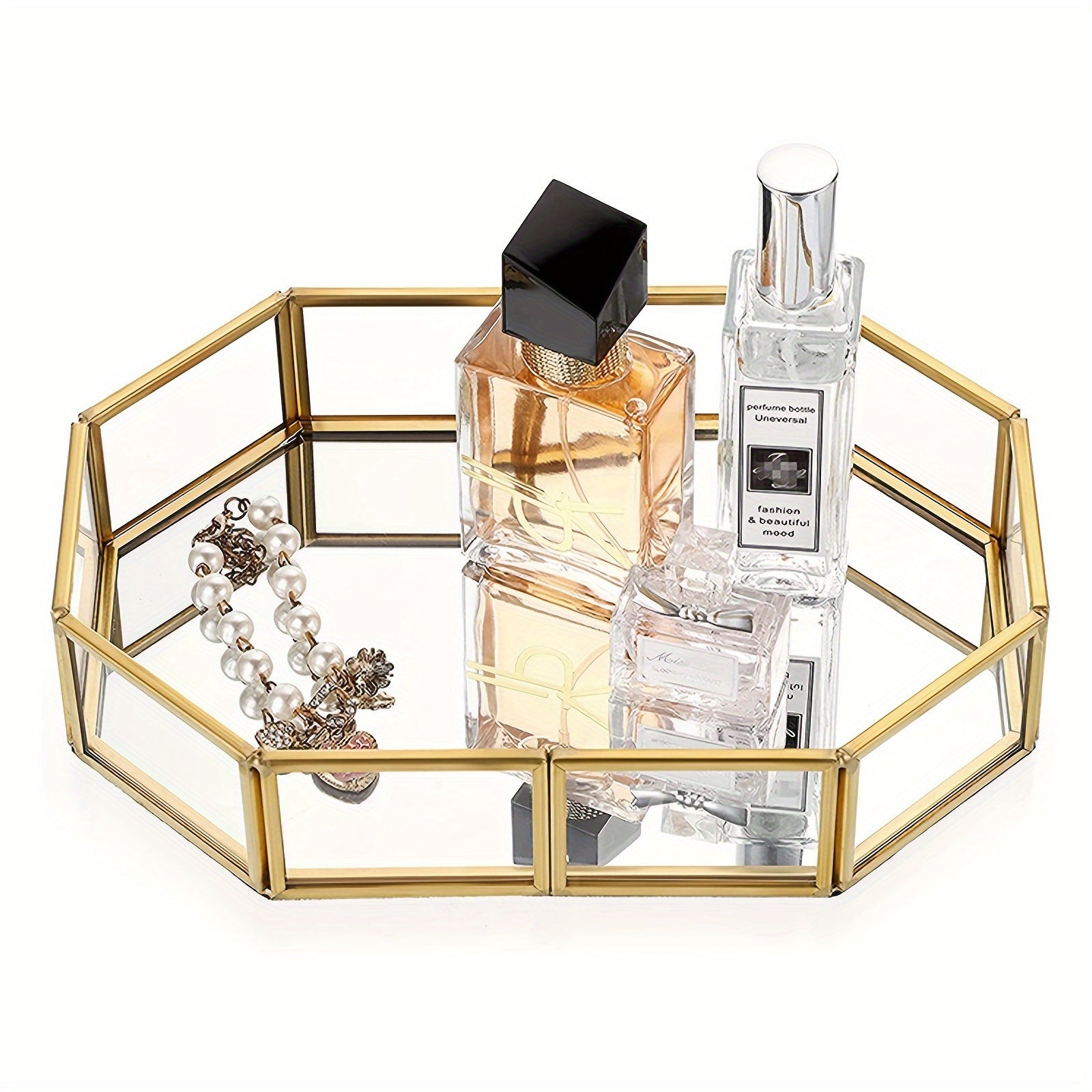 OctaGlass - Vidro de Espelho Vintage Octogonal Tabuleiro para Maquilhagem