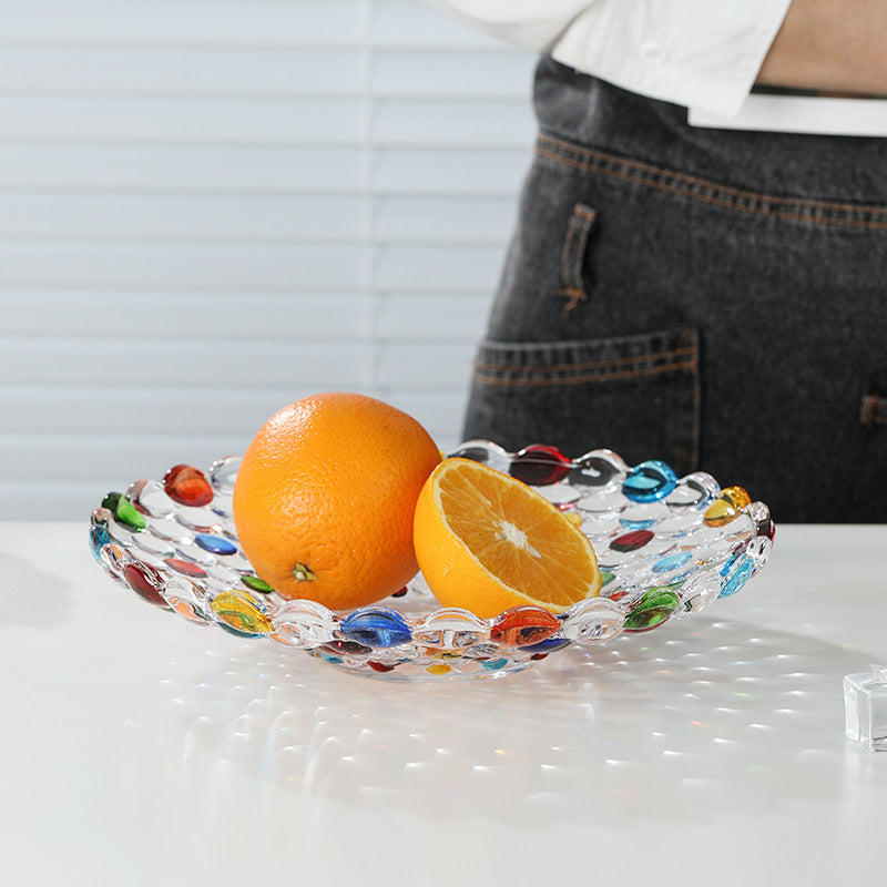 BohoServe-Polkadot Kom - Taça de Vidro Colorida para Frutas para Casa e Cozinha