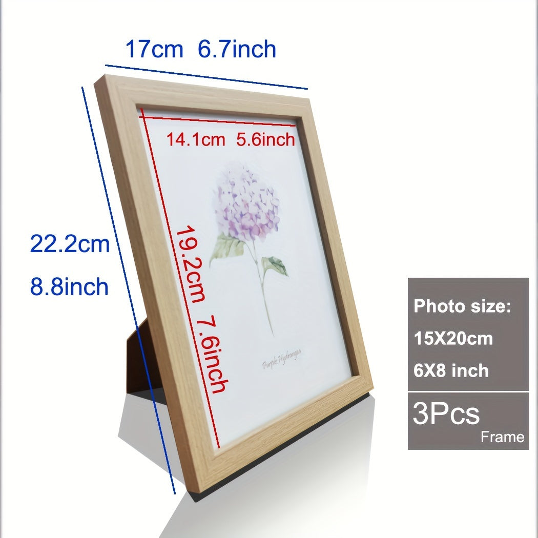 Juego de 3 Marcos de Fotos de Madera - Marco de Fotos Clásico para Decoración de Pared y Mesa, Perfecto para Fiestas y Regalos