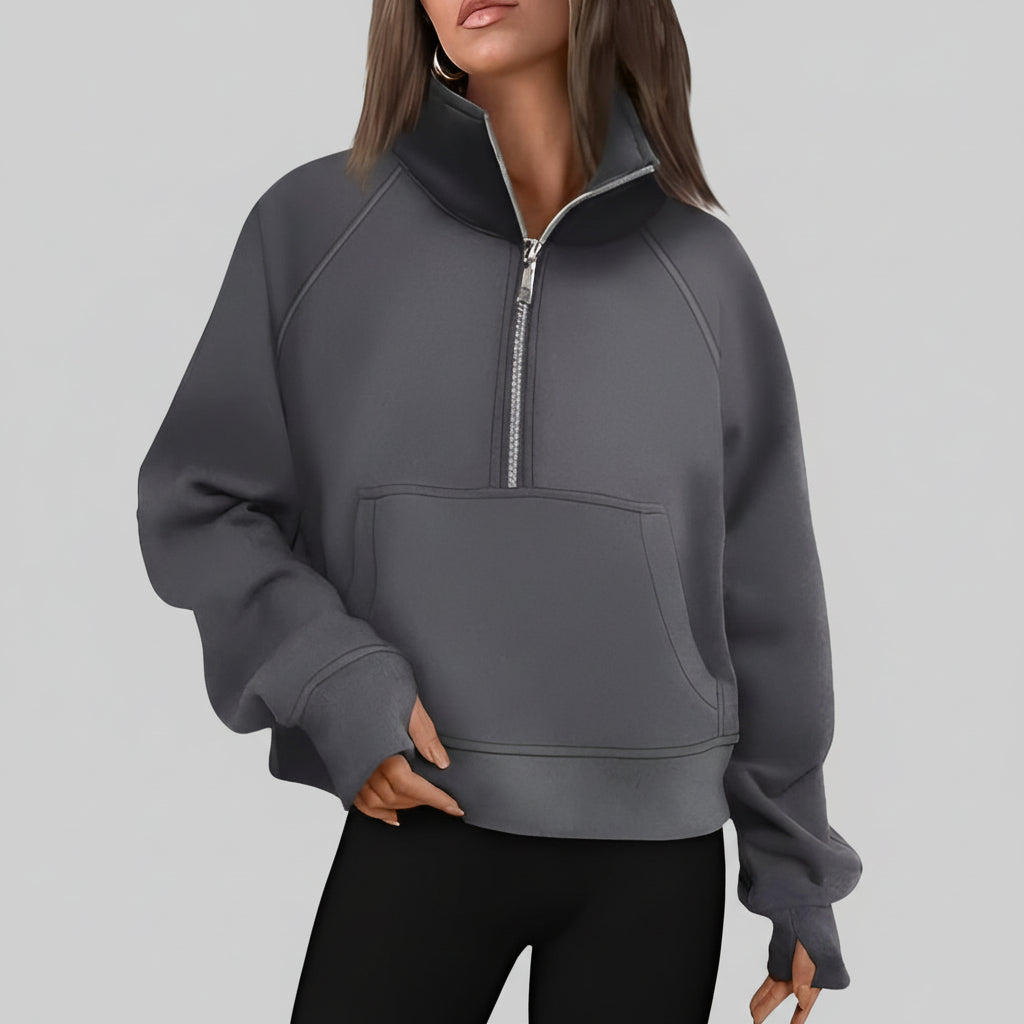 Maglione Donna Mezza Cerniera Casual Streetwear